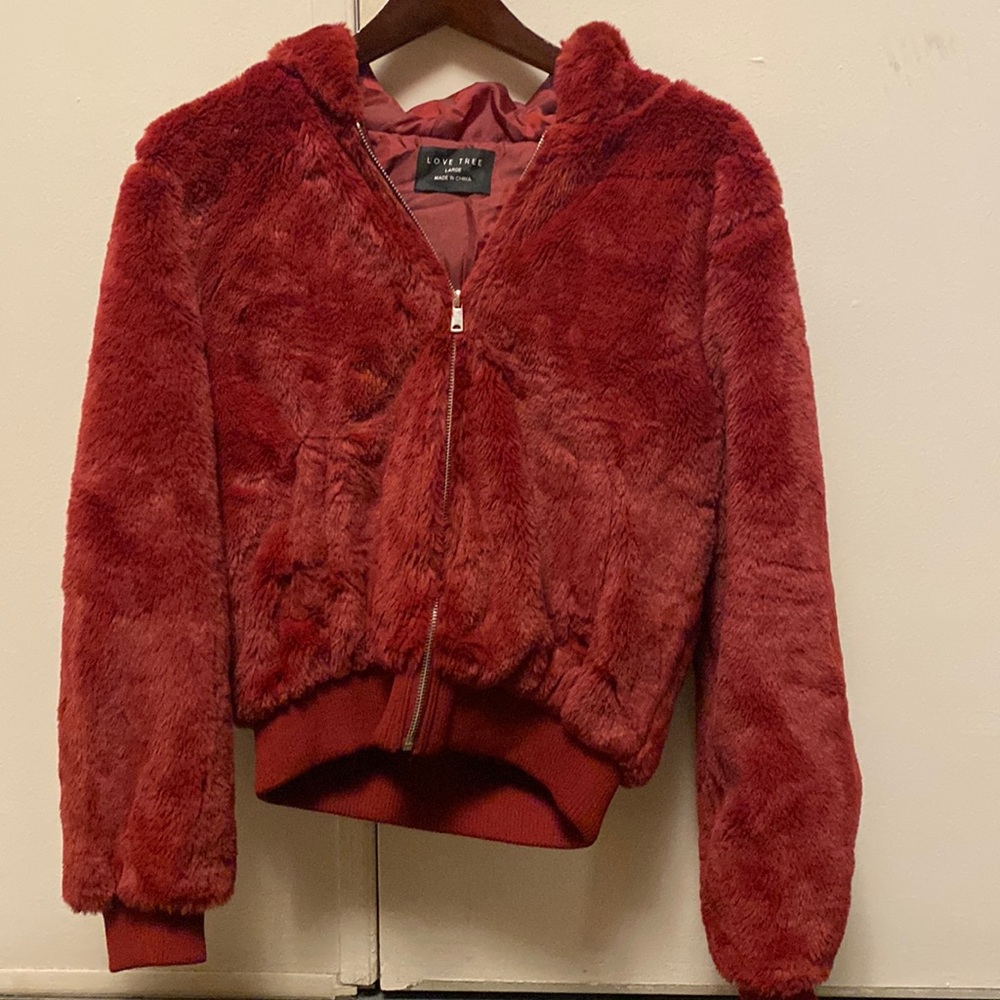 Love Tree Faux Fur Jacket